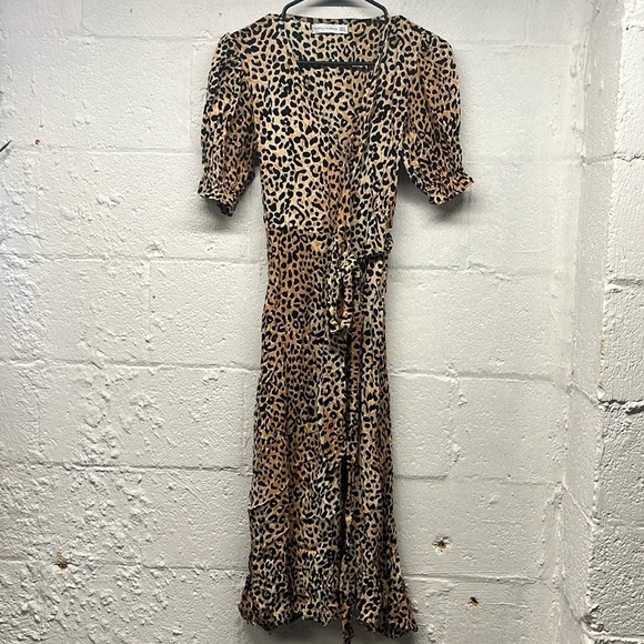 Faithfull the Brand Abbey Wrap Dress Le Cinq Animal Print sz XS - Picture 2 of 10